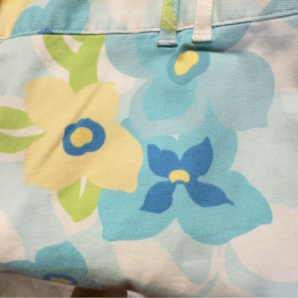 Ann Taylor LOFT Floral Pastel Stretch Capri Pants Aqua/White/Yellow/Green Size 8 - Picture 8 of 14